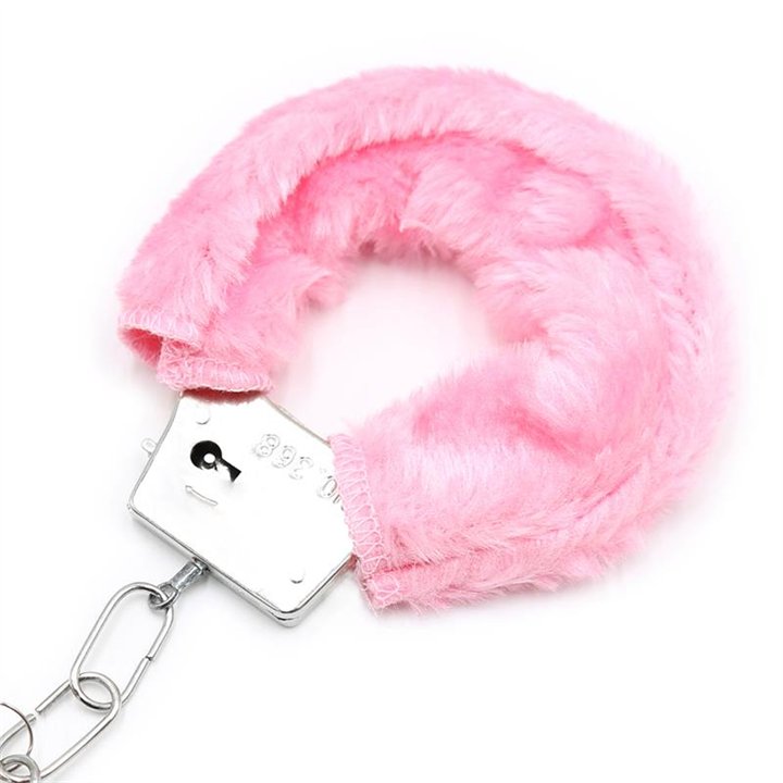 Furry Metal Handcuffs Pink - FI-459 - Teknashop Ltd