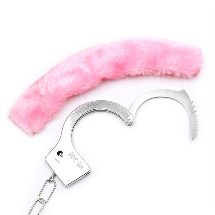 Furry Metal Handcuffs Pink - FI-459 - Teknashop Ltd
