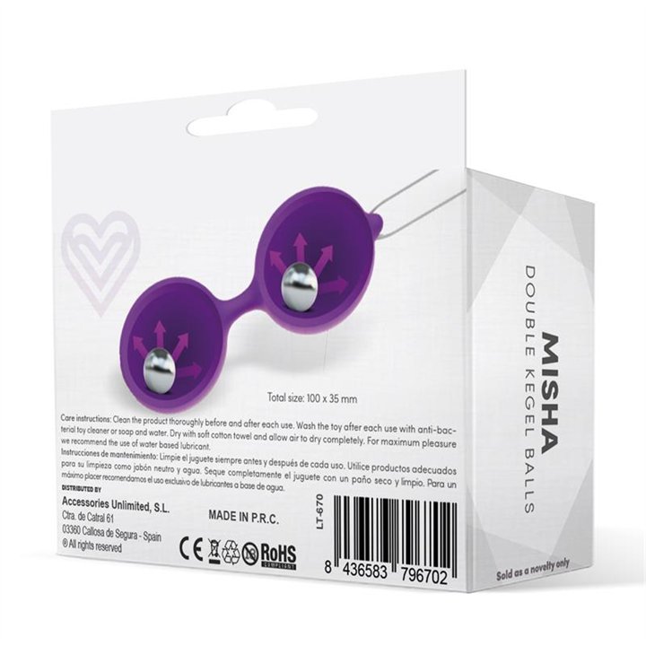 Misha Double Kegel Balls Silicone Purple - LT-670 - Teknashop Ltd