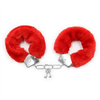Furry Metal Handcuffs Red - FI-460 - Teknashop Ltd
