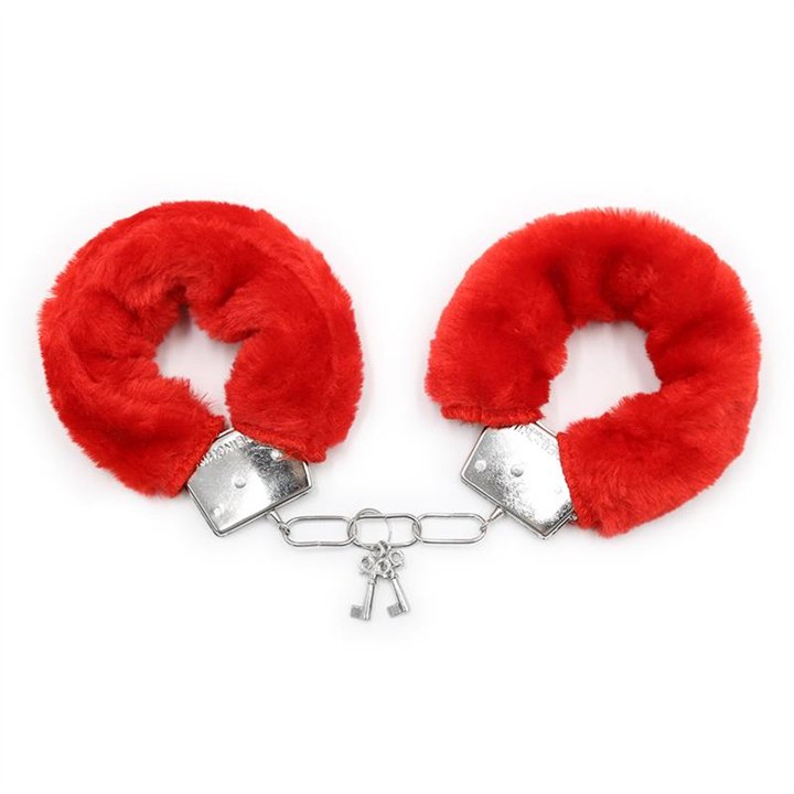 Furry Metal Handcuffs Red - FI-460 - Teknashop Ltd