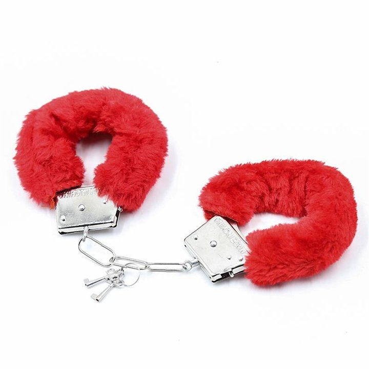 Furry Metal Handcuffs Red - FI-460 - Teknashop Ltd