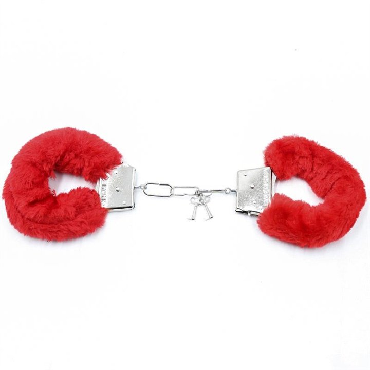 Furry Metal Handcuffs Red - FI-460 - Teknashop Ltd
