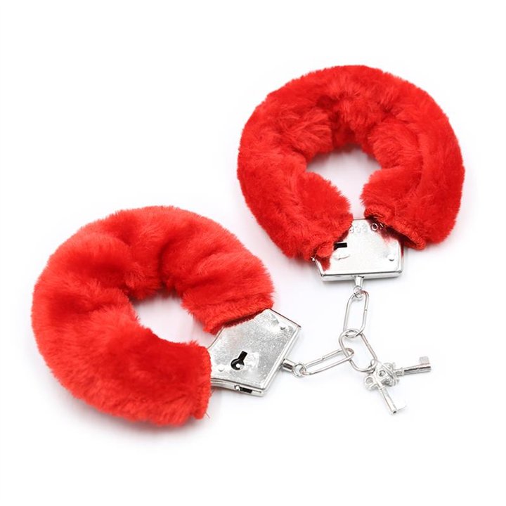 Furry Metal Handcuffs Red - FI-460 - Teknashop Ltd