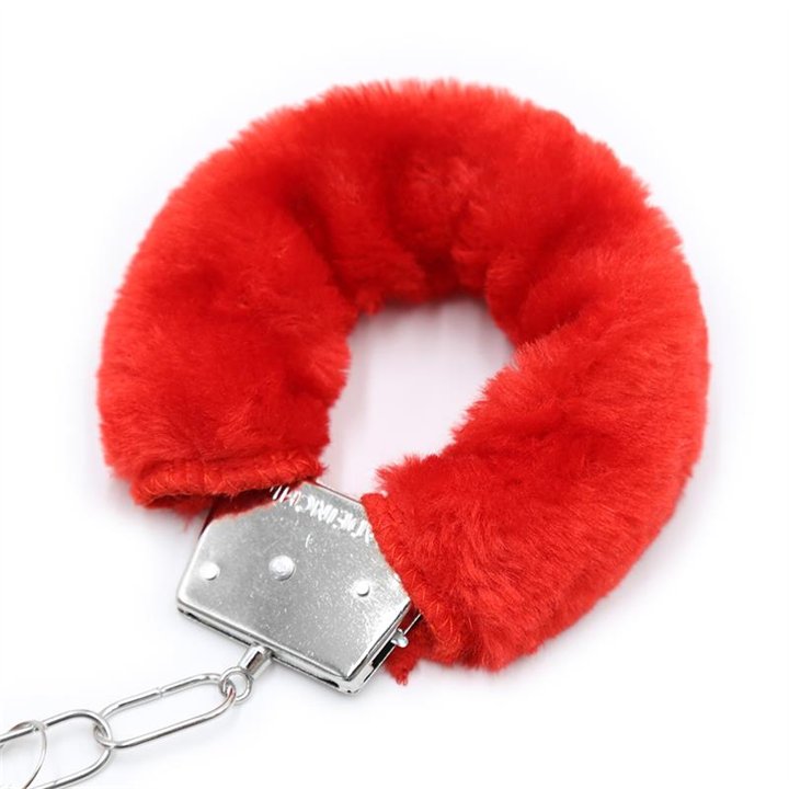 Furry Metal Handcuffs Red - FI-460 - Teknashop Ltd