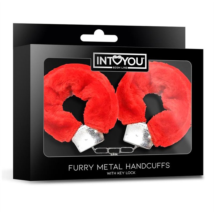 Furry Metal Handcuffs Red - FI-460 - Teknashop Ltd
