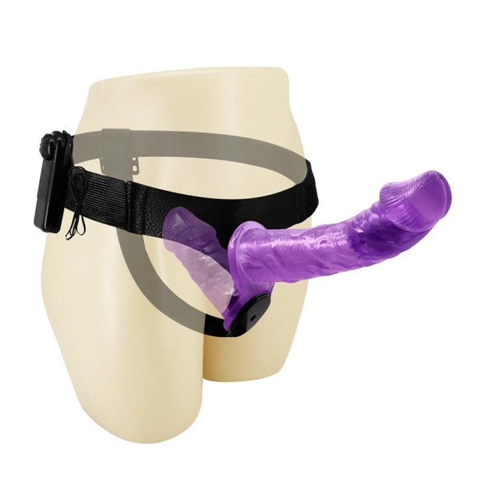 Harness Double Dildo with Vibration Purple - BW-022060-1 - Teknashop Ltd