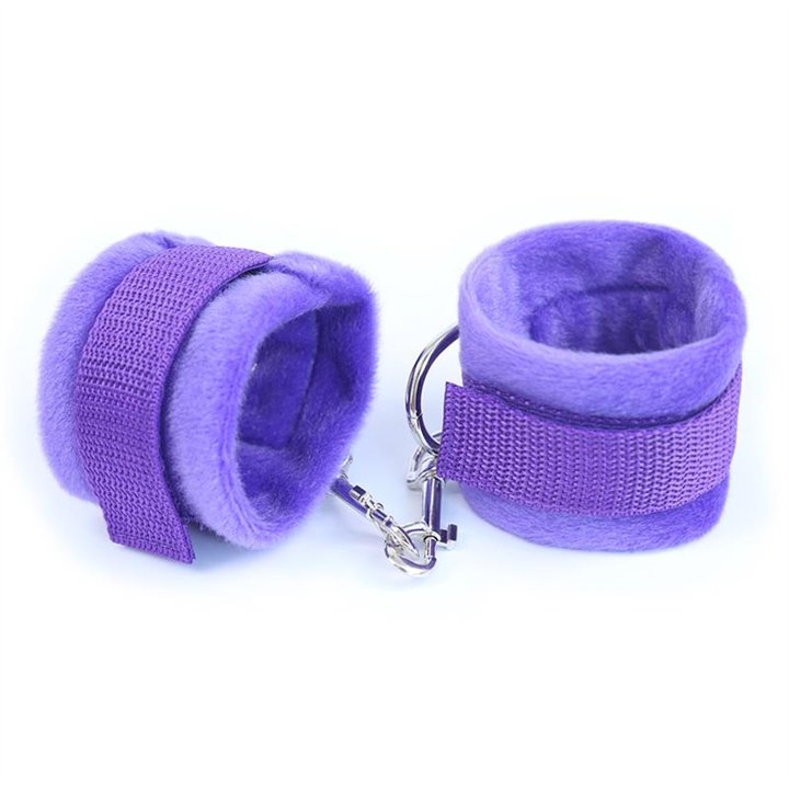 Handcuffs with Velcro with Long Fur Purple - FI-463 - Teknashop Ltd