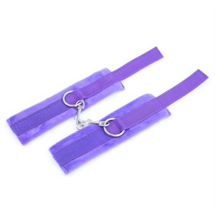 Handcuffs with Velcro with Long Fur Purple - FI-463 - Teknashop Ltd