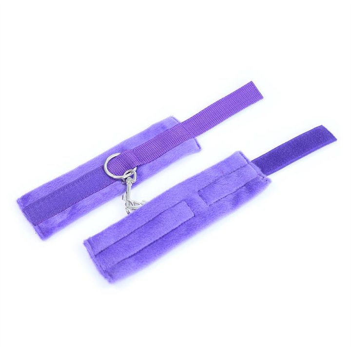 Handcuffs with Velcro with Long Fur Purple - FI-463 - Teknashop Ltd