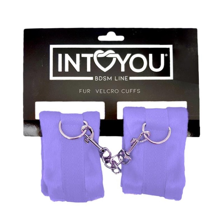 Handcuffs with Velcro with Long Fur Purple - FI-463 - Teknashop Ltd