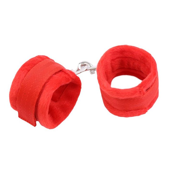 Handcuffs with Velcro with Long Fur Red - FI-462 - Teknashop Ltd