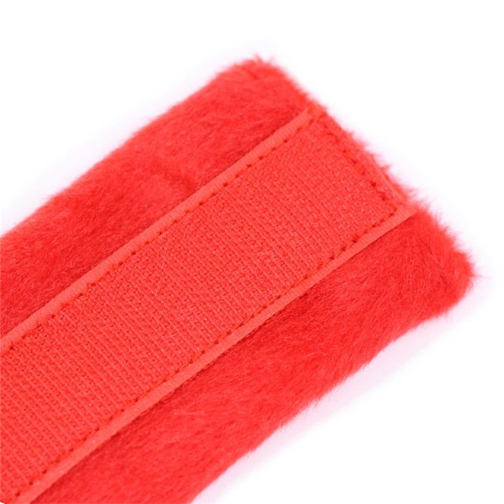 Handcuffs with Velcro with Long Fur Red - FI-462 - Teknashop Ltd