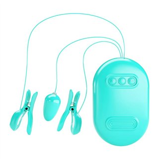 Surprise Box Vibrating Egg with Electric Shock Nipple Clamps Blue - BI-300034-1 - Teknashop Ltd