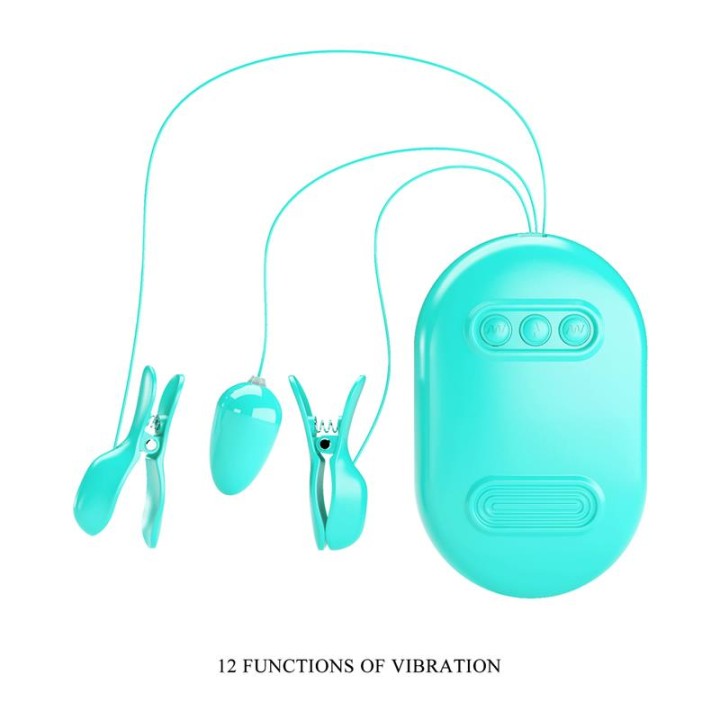 Surprise Box Vibrating Egg with Electric Shock Nipple Clamps Blue - BI-300034-1 - Teknashop Ltd