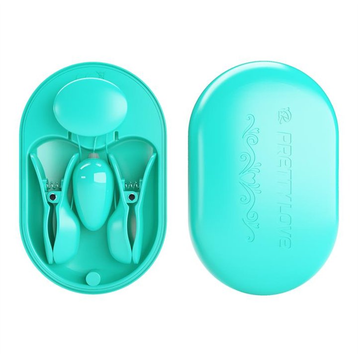 Surprise Box Vibrating Egg with Electric Shock Nipple Clamps Blue - BI-300034-1 - Teknashop Ltd