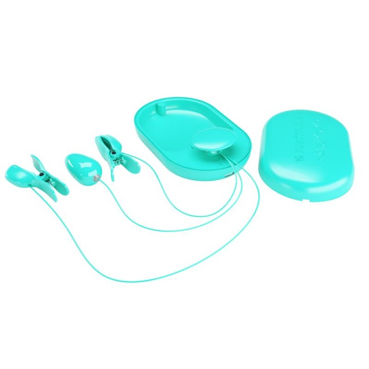 Surprise Box Vibrating Egg with Electric Shock Nipple Clamps Blue - BI-300034-1 - Teknashop Ltd