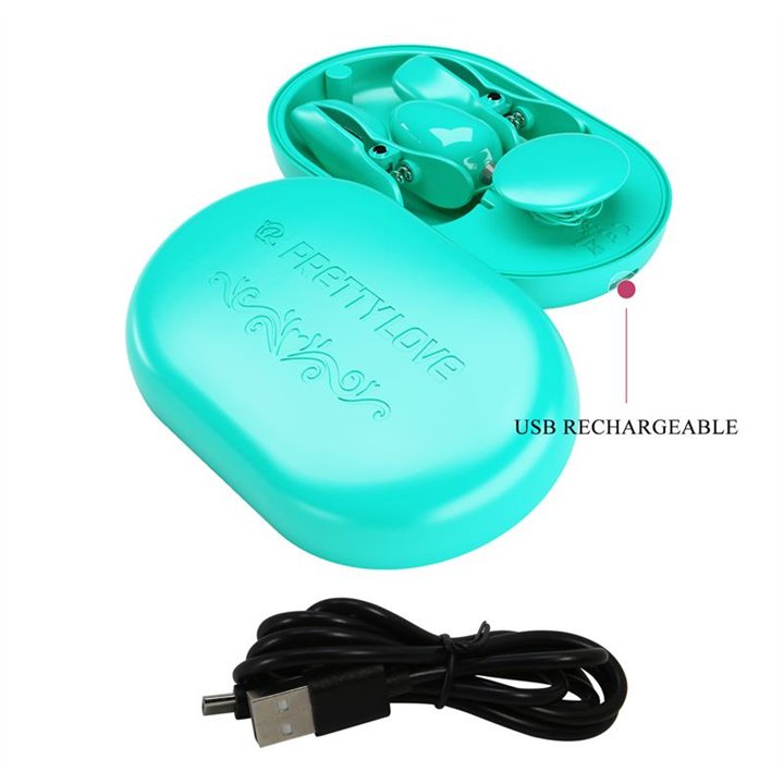 Surprise Box Vibrating Egg with Electric Shock Nipple Clamps Blue - BI-300034-1 - Teknashop Ltd