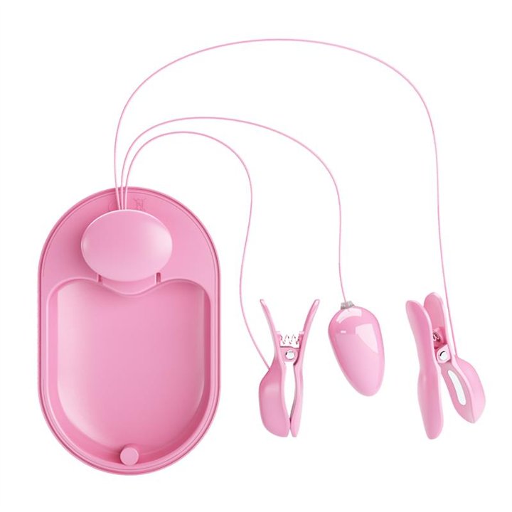 Surprise Box Vibrating Egg and Electric Shock Nipple Clamps Pink - BI-300034 - Teknashop Ltd