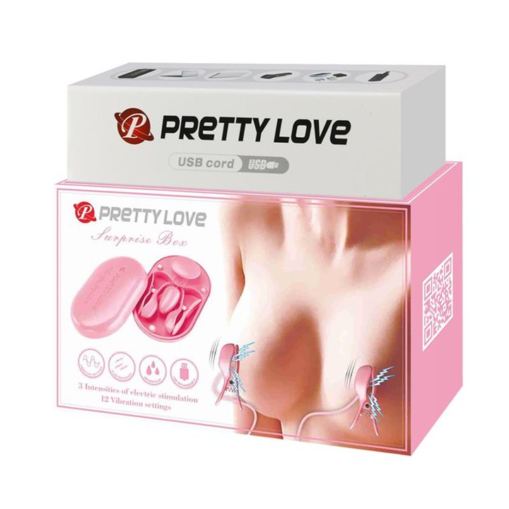 Surprise Box Vibrating Egg and Electric Shock Nipple Clamps Pink - BI-300034 - Teknashop Ltd
