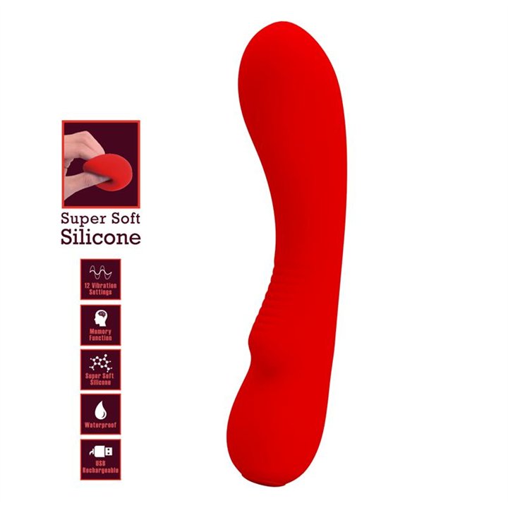 Prescott Vibrator USB Silicone Red - BI-014667-2 - Teknashop Ltd