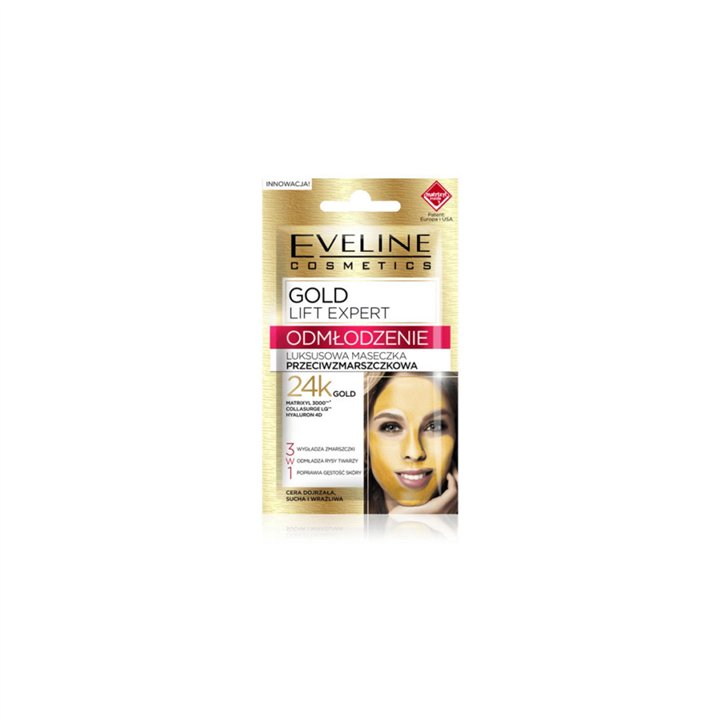 Eveline Cosmetics, Gold Lift Expert, Anti Aging, Weekly, Cream Mask, For Face, 7 ml - Teknashop Ltd