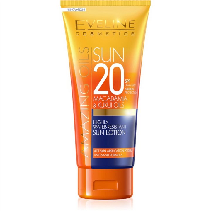 Eveline Cosmetics, Amazing Oils, Macadamia Oil, Nourishing, Sunscreen Lotion, SPF20, 200 ml - Teknashop Ltd