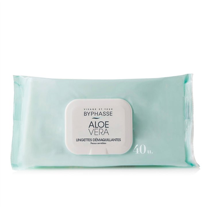 Byphasse, Byphasse, Aloe Vera, Cleansing Wipes, For Face, 40 pcs - Teknashop Ltd