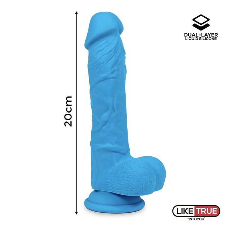 Realistic Dildo Liquid Silicone Dual Layer 8 Blue - LT-459 - Teknashop Ltd