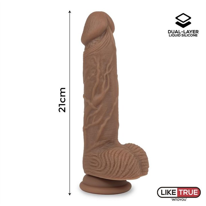 Dildo Dual Layer Silicone 8.25 Brown - LT-462 - Teknashop Ltd