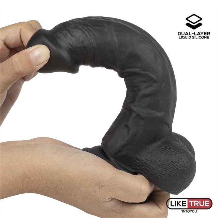 Realistic Dildo Liquid Silicone Dual Layer 8 Black - LT-458 - Teknashop Ltd