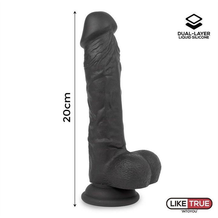 Realistic Dildo Liquid Silicone Dual Layer 8 Black - LT-458 - Teknashop Ltd