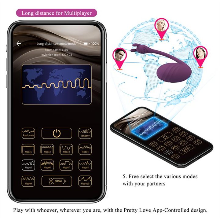 Catalina Vibrating Egg with APP Purple - BI-014935HP-1 - Teknashop Ltd