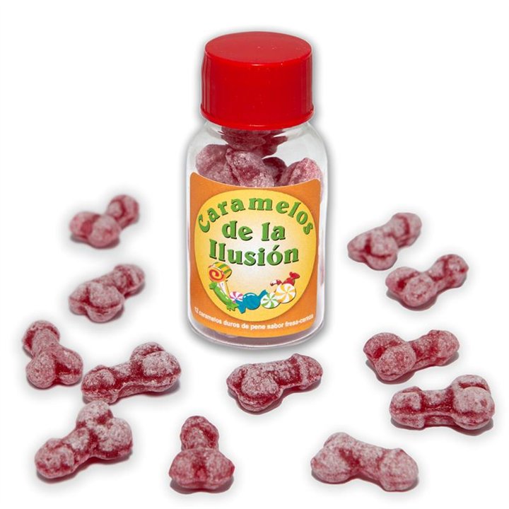 Jar of 12 Candies Penis Shape Fruit Flavor. - 8412345050039 - Teknashop Ltd