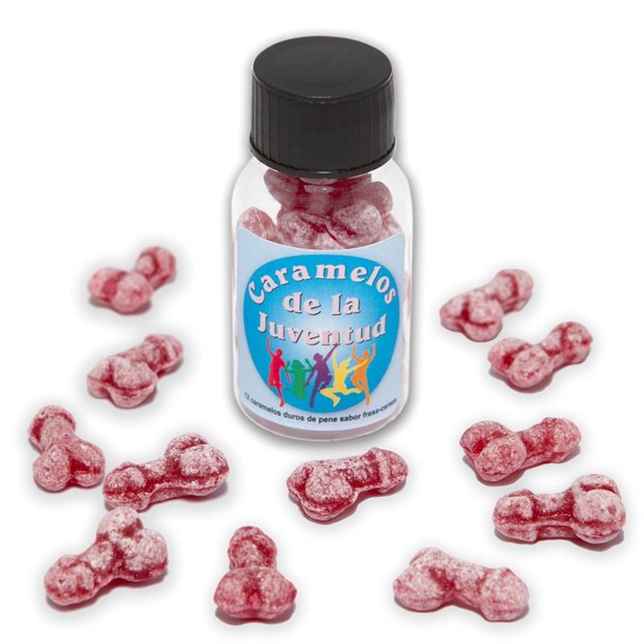 Jar of 12 Candies Penis Shape Fruit Flavor - 8412345050091 - Teknashop Ltd
