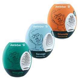 SATISFYER - 3 MASTURBATOR EGGS NAUGHTY, SAVAGE & CRUNCHY - D-231035 - Teknashop Ltd