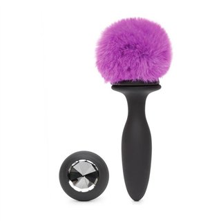 Anal Plug with Vibration and Double Base Purple Large - HR-80251 - Teknashop Ltd