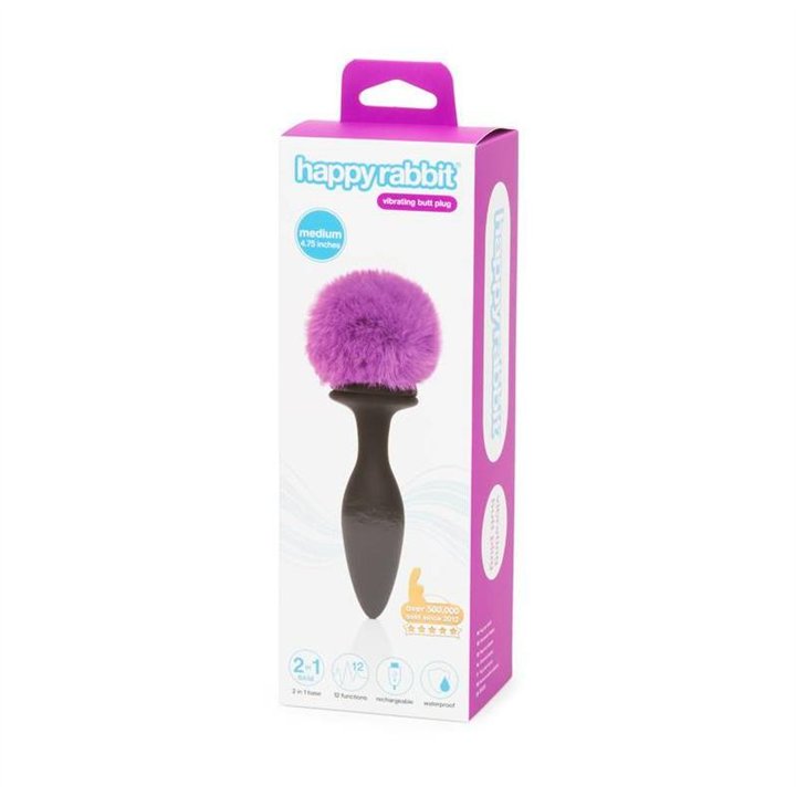 Anal Plug with Vibration and Double Base Purple Large - HR-80251 - Teknashop Ltd