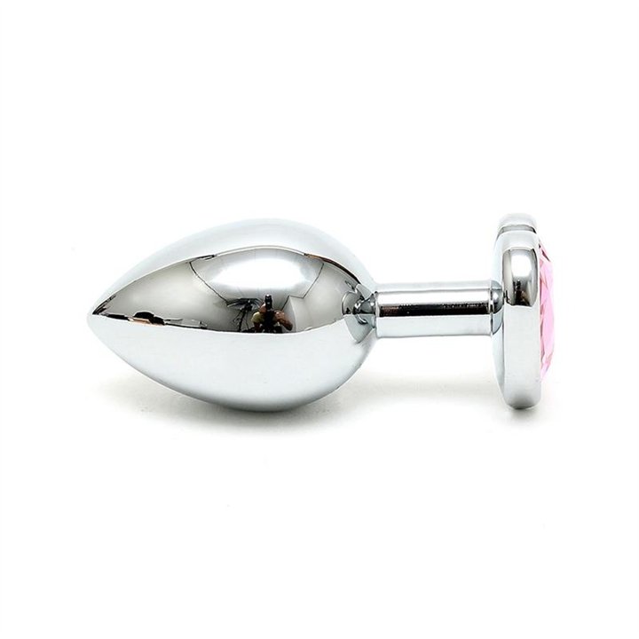 Butt Plug Plated Steel Crystal Heart Pink - R8096 - Teknashop Ltd