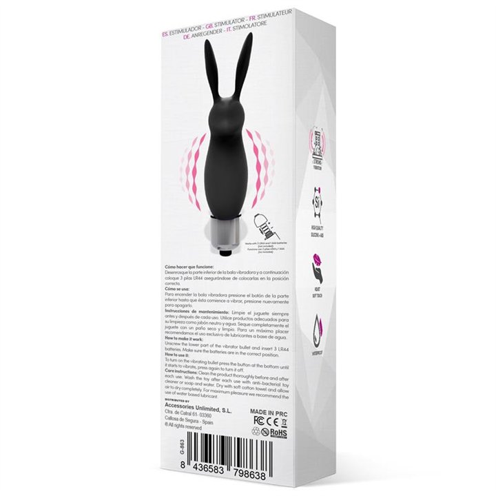 Hopye Rabbit Vibrating Bullet Silicone Black - G-863 - Teknashop Ltd