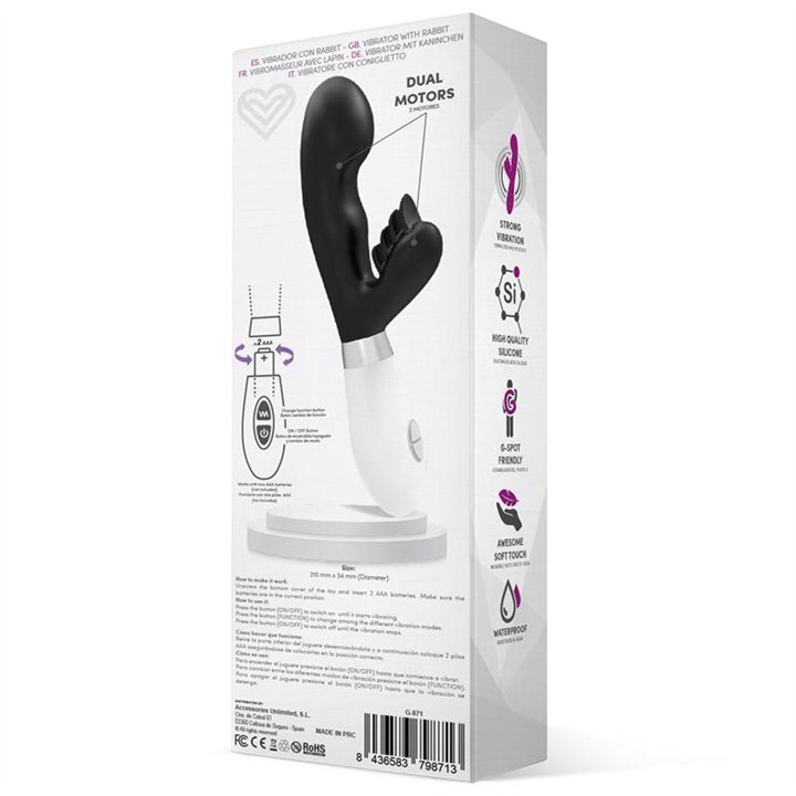 Sliper Rabbit Vibe Silicone Black - G-871 - Teknashop Ltd