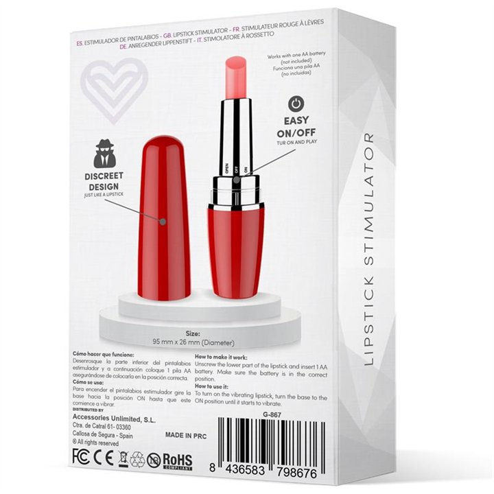 Viblips Lipstick Stimulator Red - G-867 - Teknashop Ltd