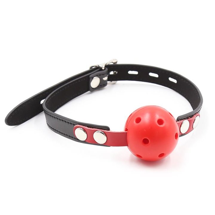Ball Gag Breathable Black/Red - 843658379446 - Teknashop Ltd