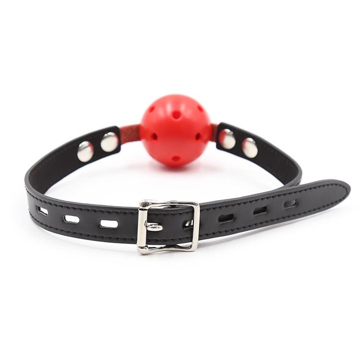 Ball Gag Breathable Black/Red - 843658379446 - Teknashop Ltd