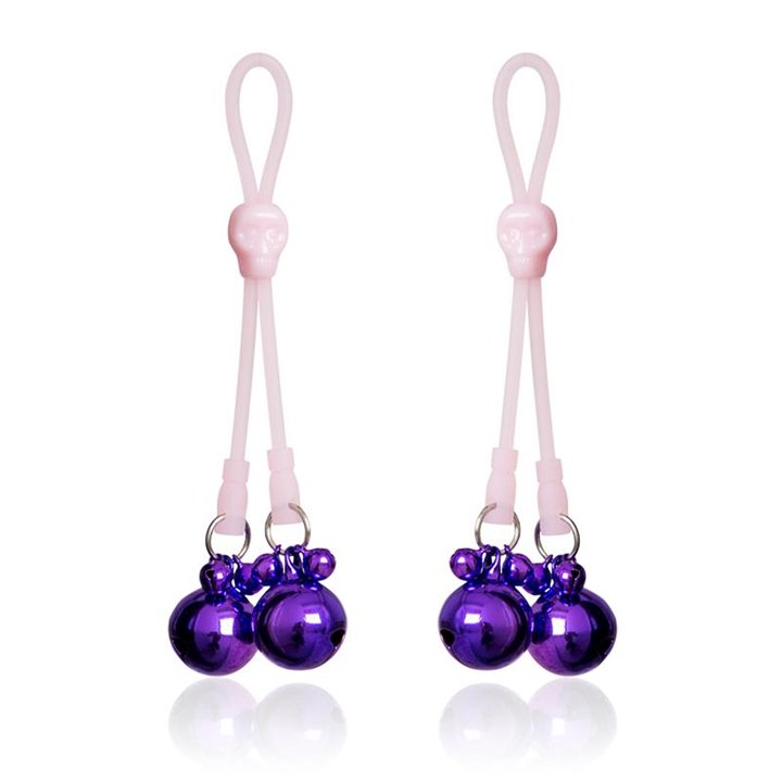 Nipple Clamps Skulls and Ring Bells Silicone and Metal Pink/Purple - 843658379440 - Teknashop Ltd