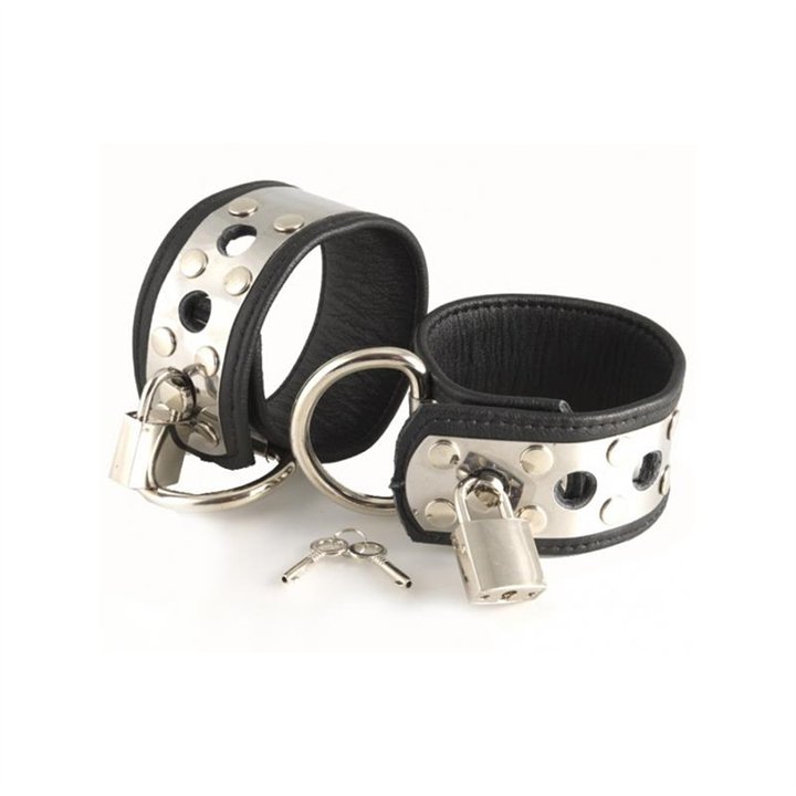 Cuffs with metal and padlock-Adjustable - R7523 - Teknashop Ltd