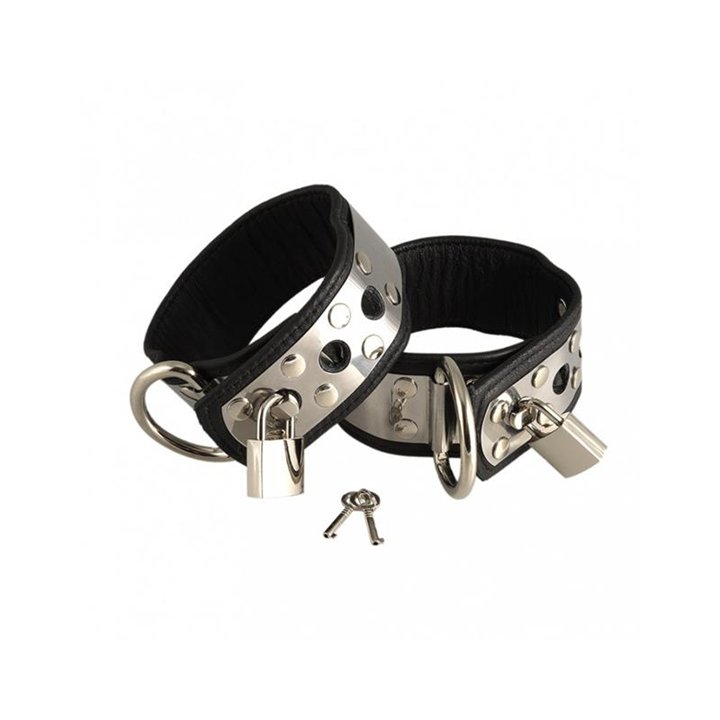 Cuffs with metal and padlock-Adjustable - R7524 - Teknashop Ltd
