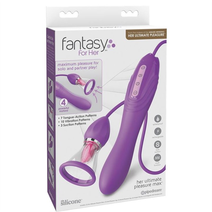 Stimulator with Tongue, Suction and Vibration  Her Ultimate Pleasure Max - PD-4968-12 - Teknashop Ltd