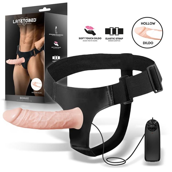 Bemax Detachable Strap-On with Hollow Dildo, Vibration and Remote Control - LT-748 - Teknashop Ltd