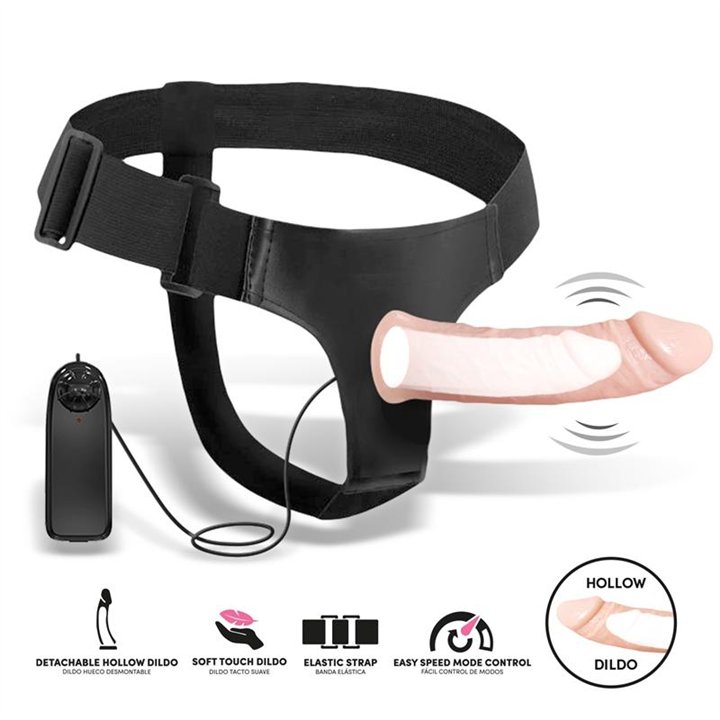 Bemax Detachable Strap-On with Hollow Dildo, Vibration and Remote Control - LT-748 - Teknashop Ltd